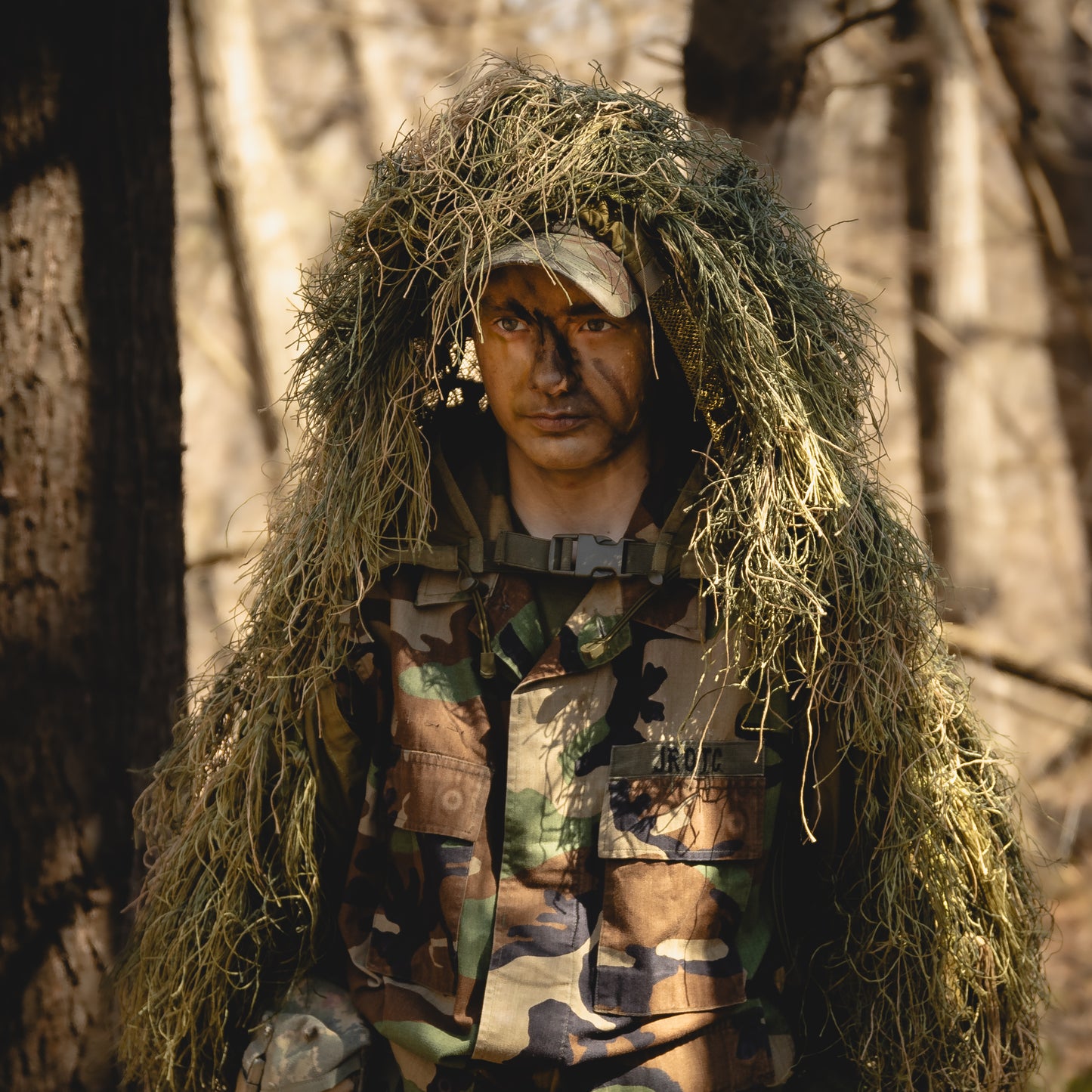 Green Woodland Ghillie Hood